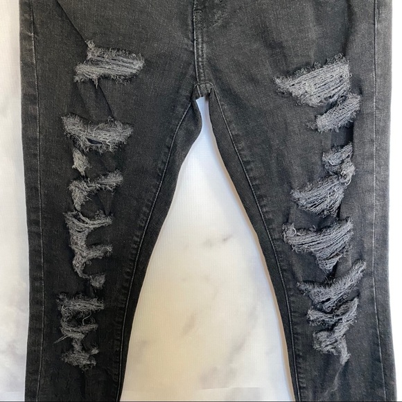 Current/Elliott The Stiletto Black Tattered Jean - Picture 4 of 10